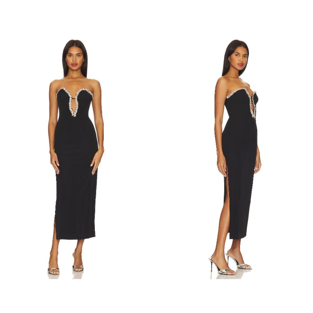 Bardot Eleni Diamante Midi Dress in Black